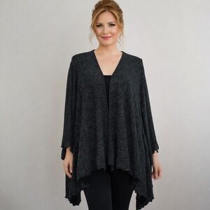 Size XL Vintage AMANDA PARIS LONDON NY Black Sparkle Slinky Open Kimono Top NWT